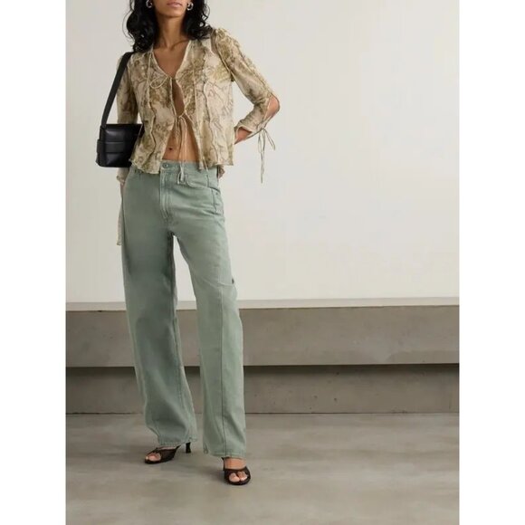 Mother The Full Pipe Skimp High-Rise Jeans In Green - Picture 2 of 5